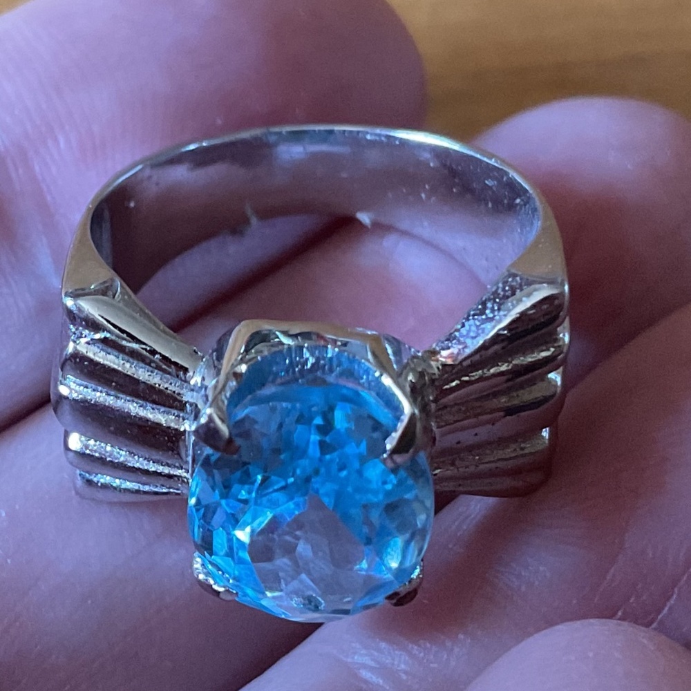 NWOT 𝅺STERLING SILVER 925 BLUE TOPAZ RING SIZE US 6.25​​ - Picture 11 of 12